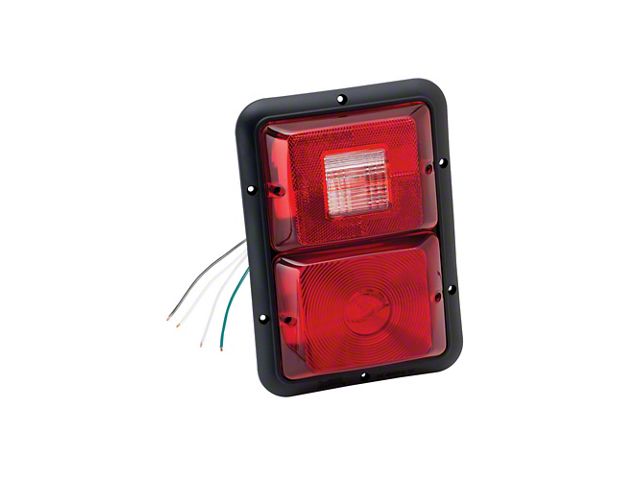 Trailer Tail Light 84; Recessed Double Vertical Red, Backup; Black Base