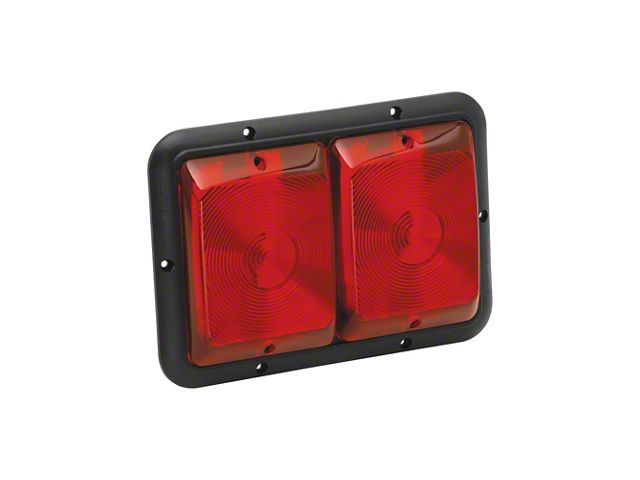 Trailer Tail Light 84; Recessed Double Red, Red; Black Base