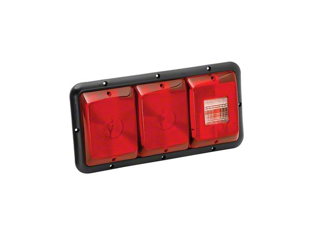 Trailer Tail Light 84; Recessed Triple Horizonal Mount Red, Red, Backup with Black Bse