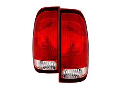OEM Style Tail Lights; Chrome Housing; Red/Clear Lens (97-03 F-150 Styleside Regular Cab, SuperCab)