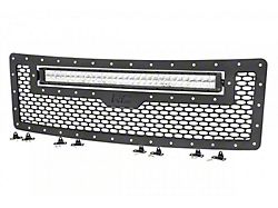 Rough Country Mesh Upper Grille Insert with 30-Inch Chrome Series Cool White DRL LED Light Bar; Black (09-14 F-150, Excluding Raptor)