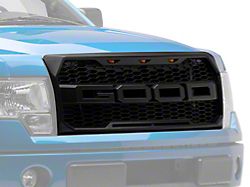 Raptor Style Upper Replacement Grille with Good Letters; Dark Charcoal (09-14 F-150, Excluding Raptor)