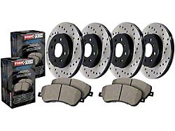 StopTech Street Axle Drilled 6-Lug Brake Rotor and Pad Kit; Front and Rear (12-14 F-150; 15-20 F-150 w/ Manual Parking Brake)
