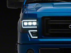 Raxiom LED Projector Headlights with LED DRL; Black Housing; Clear Lens (09-14 F-150 w/ Factory Halogen Headlights)