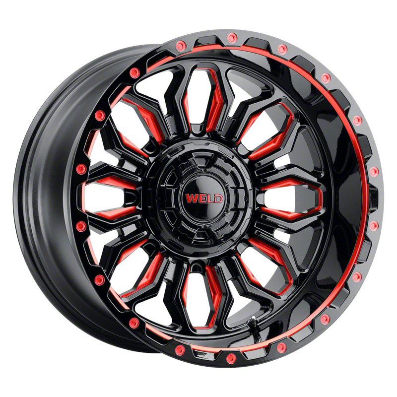 Weld Off-Road Flare Gloss Black Milled Red 6-Lug Wheel; 20x12; -44mm Offset (10-23 4Runner)