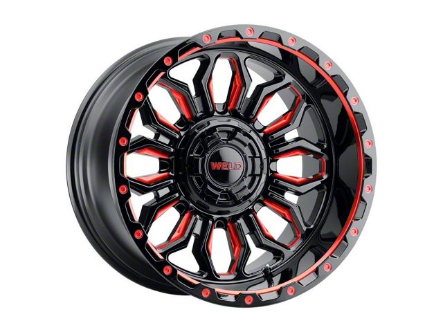 Weld Off-Road Flare Gloss Black Milled Red 6-Lug Wheel; 20x9; 0mm Offset (05-15 Tacoma)