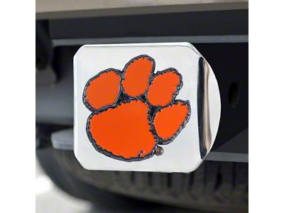 Hitch Cover with Clemson University Logo; Chrome (Universal; Some Adaptation May Be Required)