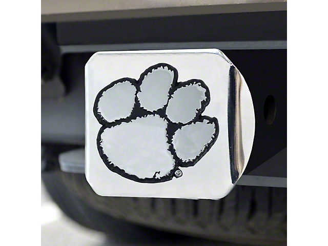 Hitch Cover with Clemson University Logo; Chrome (Universal; Some Adaptation May Be Required)