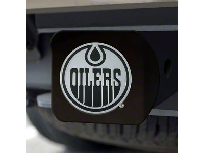 Hitch Cover with Edmonton Oilers Logo; Black (Universal; Some Adaptation May Be Required)
