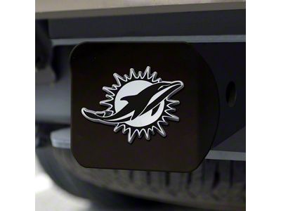 Hitch Cover with Miami Dolphins Logo; Black (Universal; Some Adaptation May Be Required)