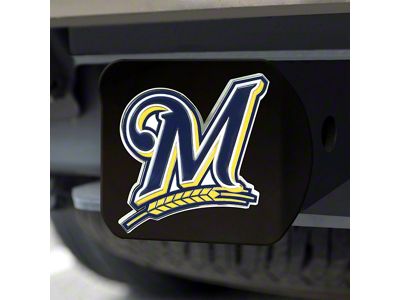 Hitch Cover with Milwaukee Brewers Logo; Black (Universal; Some Adaptation May Be Required)