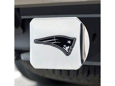 Hitch Cover with New England Patriots Logo; Chrome (Universal; Some Adaptation May Be Required)