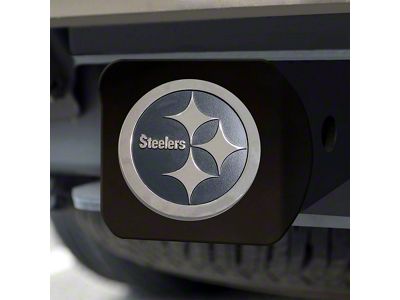 Hitch Cover with Pittsburgh Steelers Logo; Black (Universal; Some Adaptation May Be Required)