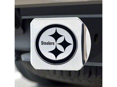 Hitch Cover with Pittsburgh Steelers Logo; Chrome (Universal; Some Adaptation May Be Required)
