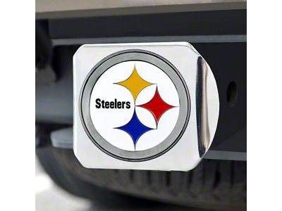 Hitch Cover with Pittsburgh Steelers Logo; White (Universal; Some Adaptation May Be Required)