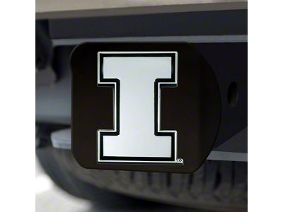 Hitch Cover with University of Illinois Logo; Black (Universal; Some Adaptation May Be Required)