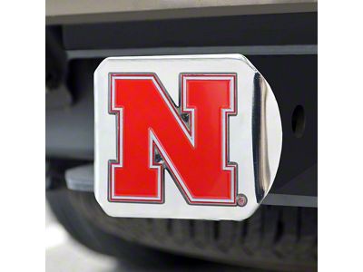 Hitch Cover with University of Nebraska Logo; Chrome (Universal; Some Adaptation May Be Required)