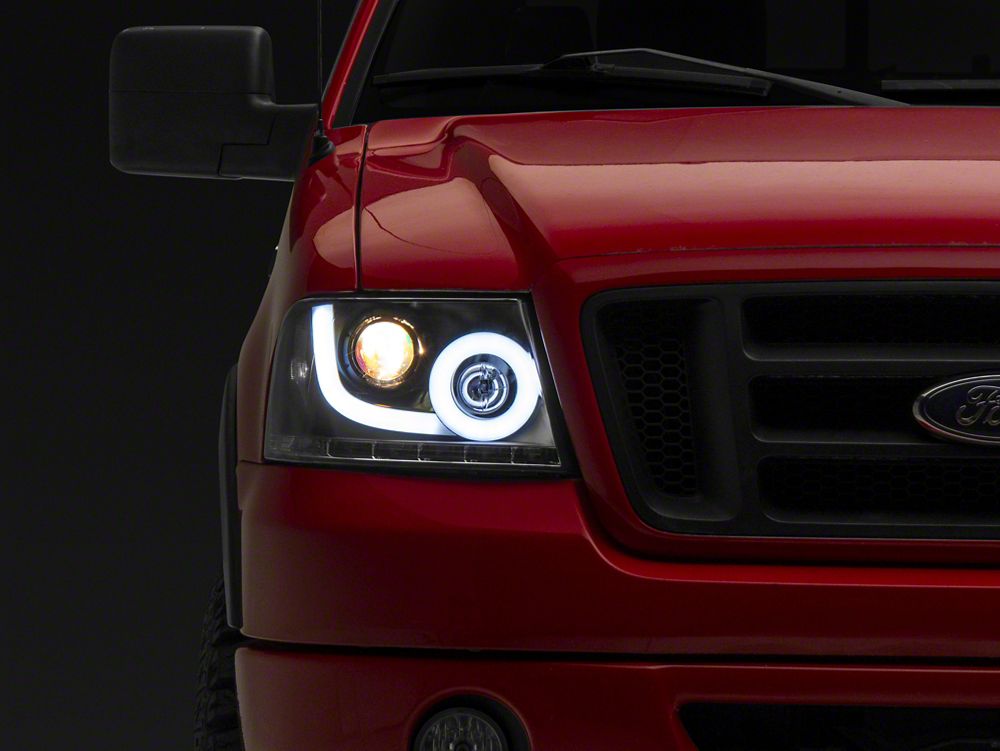 Raxiom Axial Series Halo Headlights with LED Bar Black Housing Clear Lens 04 08 F 150