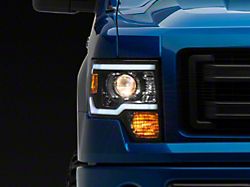 Axial Projector Headlights with Sequential LED Light Bar; Black Housing; Clear Lens (09-14 F-150 w/ Factory Halogen Headlights)