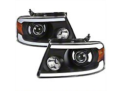 LED Bar Projector Style Headlights; Matte Black Housing; Clear Lens (04-08 F-150)