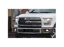Tattered American Flag Grille Decal; Gloss White (15-17 F-150 Lariat)