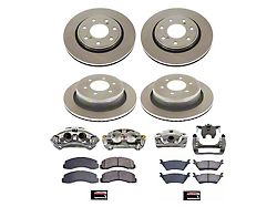 PowerStop OE Replacement 7-Lug Brake Rotor, Pad and Caliper Kit; Front and Rear (12-14 F-150 w/ 7-Lug)
