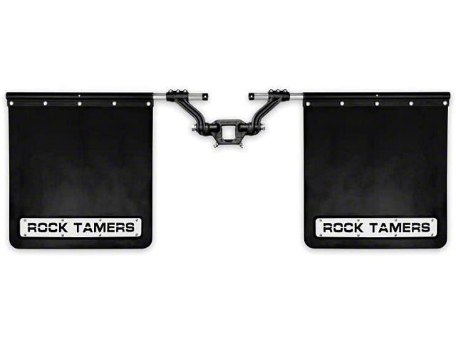 Rock Tamers 2-Inch Hub Mudflap System; Matte Black/Stainless Steel Trim Plates (Universal; Some Adaptation May Be Required)