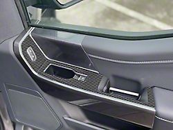 Front Door Switch Accent Trim; Domed Carbon Fiber (21-22 F-150 w/o Memory Seats)