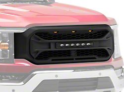American Modified Armor Upper Replacement Grille with LED Off-Road Lights; Black (21-22 F-150, Excluding Raptor & Tremor)