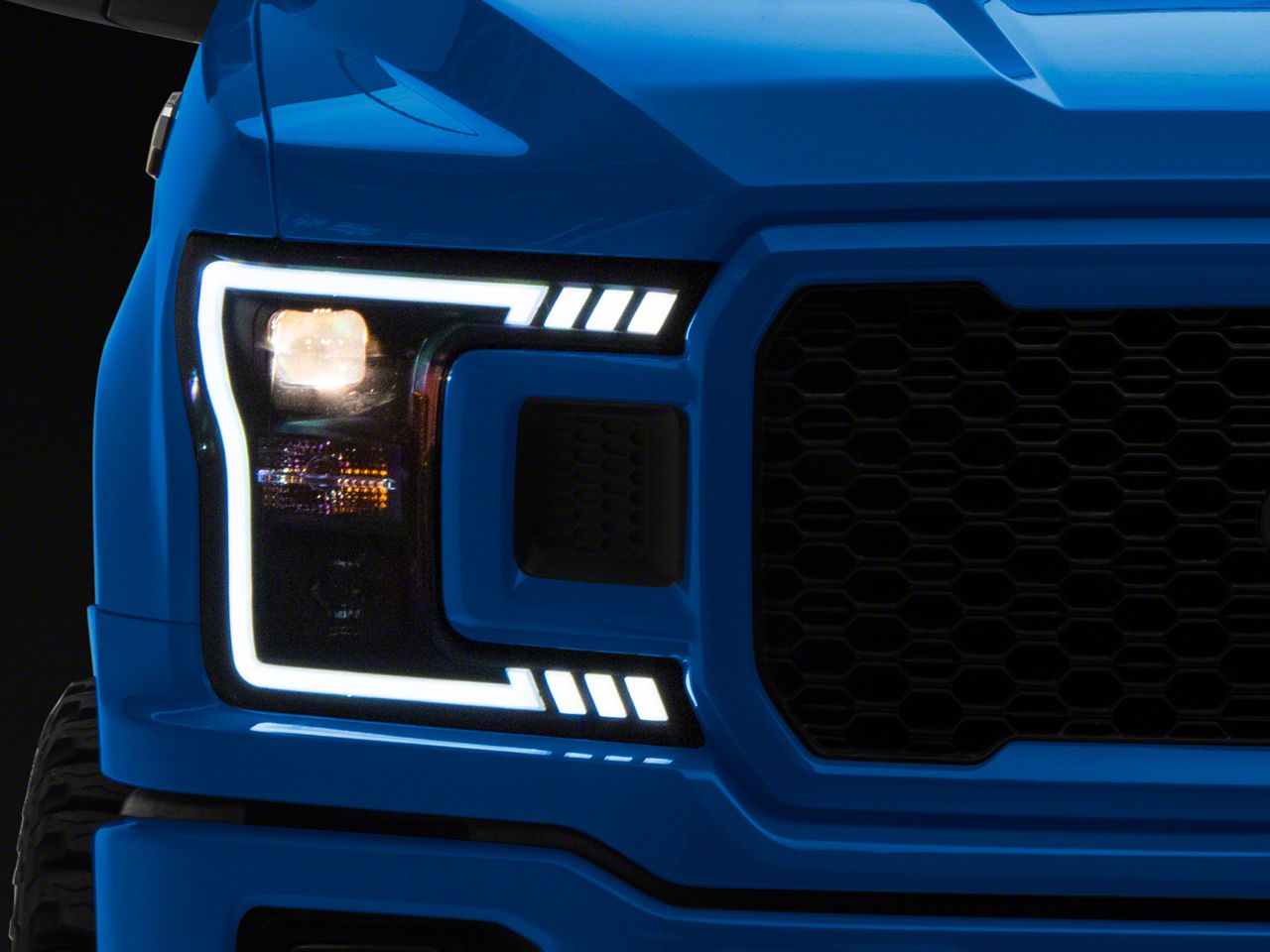 F 150 Drl Led Light Bar Projector Headlights Black Housing Smoked Lens 18 20 F 150 W Factory 2100