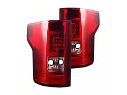 LED Tail Lights; Chrome Housing; Red Lens (15-17 F-150 w/ Factory Halogen Non-BLIS Tail Lights)
