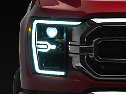 LUXX-Series LED Projector Headlights; Black Housing; Clear Lens (21-23 F-150 w/ Factory Halogen Headlights)