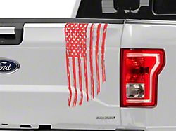 SEC10 Vertical Tailgate Distressed Flag Decal; Red (97-23 F-150)