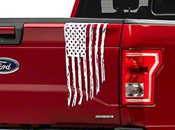 SEC10 Vertical Tailgate Distressed Flag Decal; White (97-23 F-150)