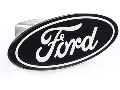 Ford 2-Inch Receiver Hitch Cover; Black and White (Universal; Some Adaptation May Be Required)