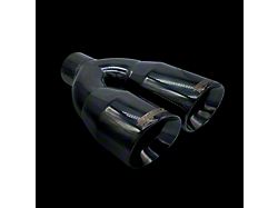Bigboz Exhaust Universal 4-Inch Double Wall Lightning Style Exhaust Tips; Black Chrome (Fits 3-Inch Tailpipe)