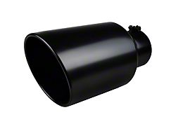 Angled Cut Rolled End Round Exhaust Tip; 8-Inch; Black (Fits 5-Inch Tailpipe)