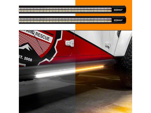XK Glow 48-Inch White+Amber Running Board Step LED Light Bar with Turn Signals (Universal; Some Adaptation May Be Required)