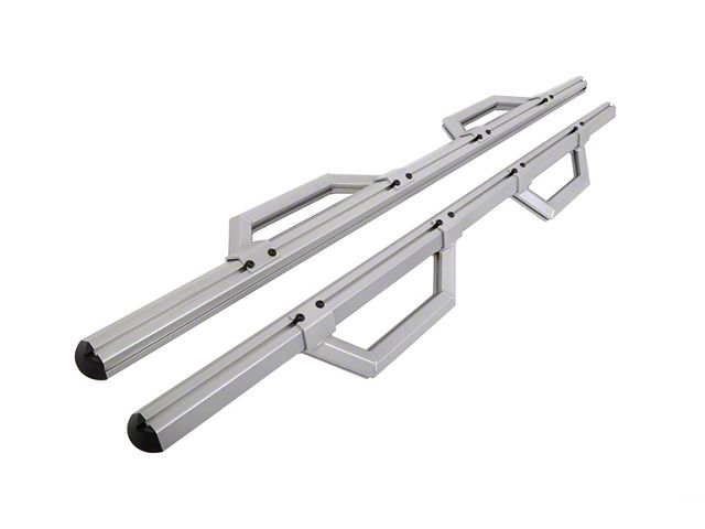 Hex Series Side Step Bars without Mounting Brackets; Silver (17-24 Titan Crew Cab)