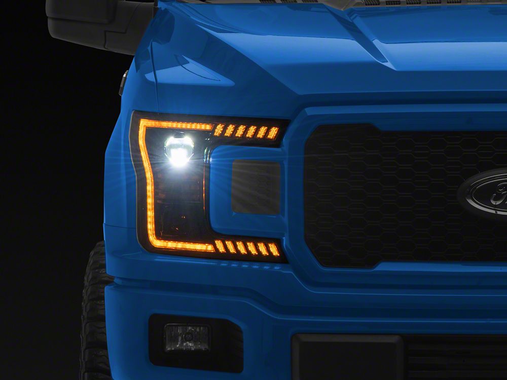 Raxiom LED Halo Surround Headlights with Amber DRL; Black Housing ...