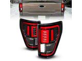 Full LED Tail Lights with Sequential Turn Signal; Black Housing; Clear Lens (21-23 F-150 w/ Factory Halogen Non-BLIS Tail Lights & w/o OnBoard Scales)
