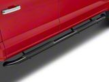 RedRock 4-Inch Oval Bent End Side Step Bars; Black (15-26 F-150 SuperCrew)