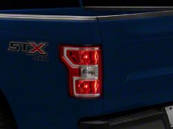 OE Style Tail Light; Chrome Housing; Red Lens; Driver Side (18-20 F-150 w/ Factory Halogen Non-BLIS Tail Lights)