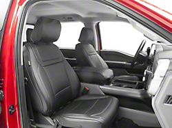Kustom Interior Premium Artificial Leather Front and Rear Seat Covers; All Black (21-26 F-150 SuperCrew w/ Front Bucket Seats)