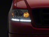 LED DRL Headlights with Amber Corners; Chrome Housing; Clear Lens (04-08 F-150)
