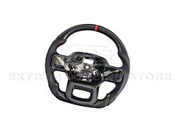 Perforated Leather Steering Wheel with Button Covers; Carbon Fiber with Red Stripe (21-26 F-150 w/o Heated Steering Wheel, Excluding Raptor)