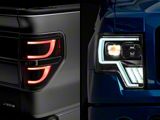Raxiom Axial Series G4 Light Bar Switchback Projector Headlights and G2 LED Tail Lights; Black Housing; Clear Lens (09-14 F-150 Styleside w/ Factory Halogen Headlights)