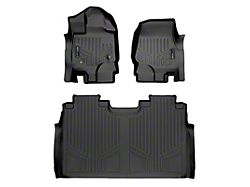 SmartLiner Smart Coverage Custom Fit Front and Rear Floor Liners; Full Floor Coverage; Black (15-26 F-150 SuperCrew w/ Front Bucket Seats, w/o Rear Under Seat Storage & Vinyl Flooring, Excluding PowerBoost)