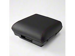 Kustom Interior Premium Artificial Leather Center Console Lid Armrest Cover; Black with Red Stitching (21-26 F-150 w/ Full-Through Non-Work Surface Center Console)