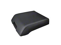 Kustom Interior Premium Artificial Leather Center Console Lid Armrest Cover; Black with White Stitching (15-20 F-150 w/ Bucket Seats)
